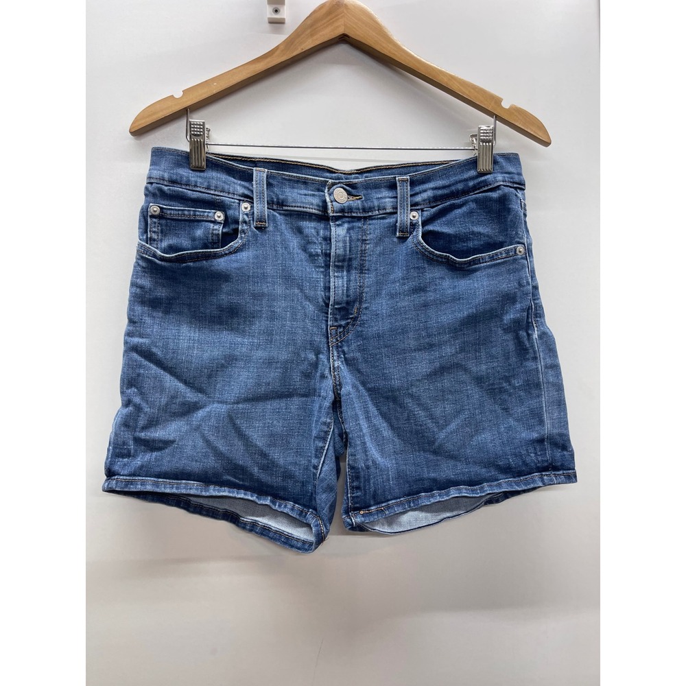 Levis Womens Mid Length Denim Shorts Medium Wash Blue Size 30 0679008